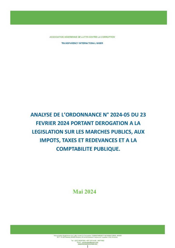 Analyse de l’ordonnance n°2024-05 du 23 février 2024